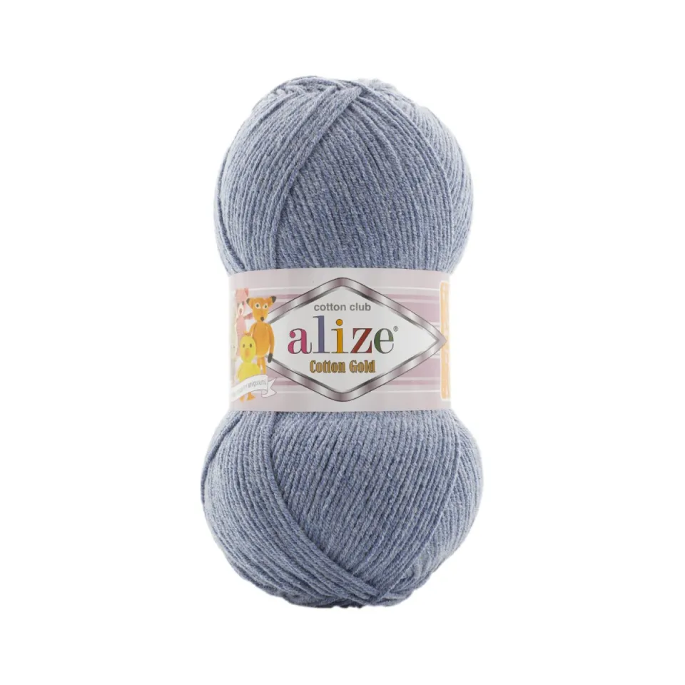 Mavi gri Alize Cotton Gold pamuklu örgü yumağı