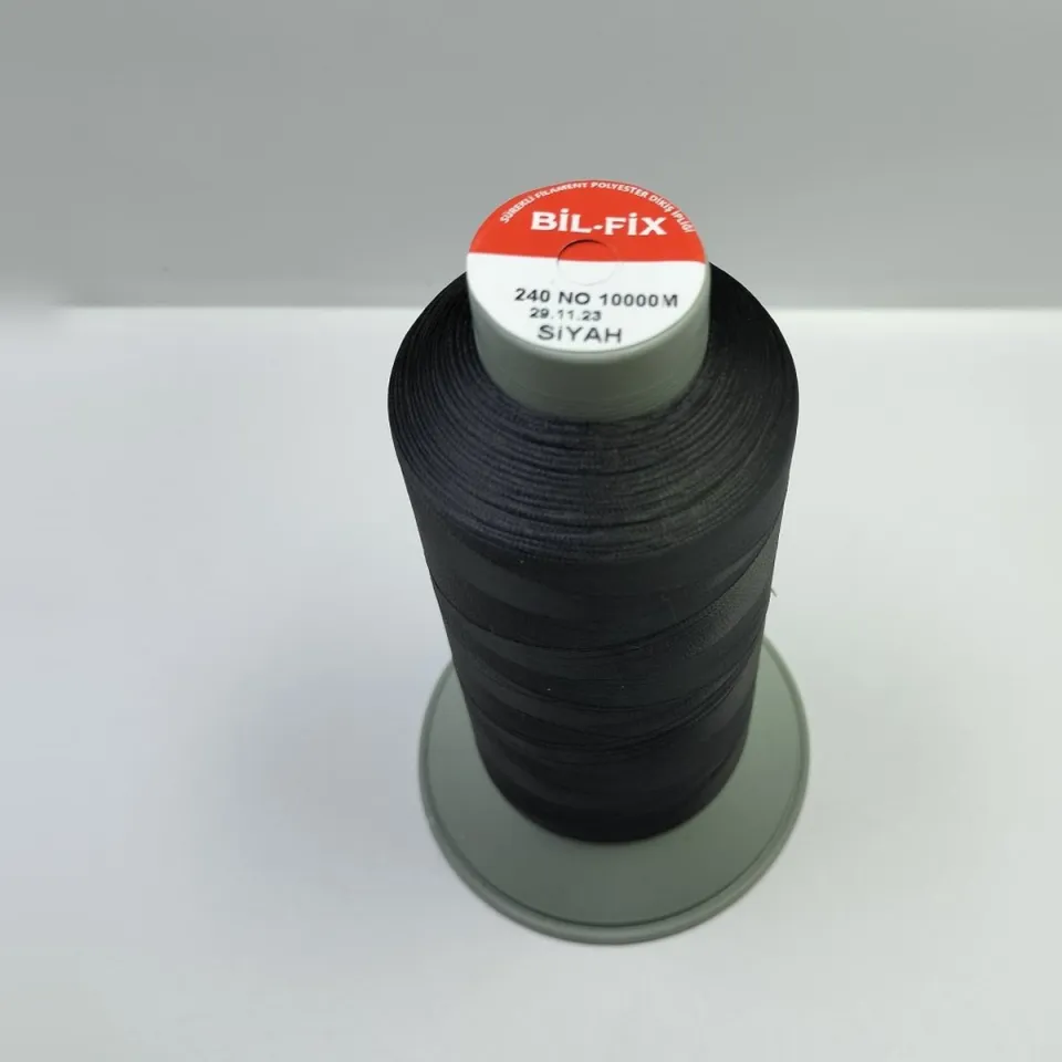 Siyah Bil-Fix 240 numara paça baskı ipliği, 10.000 metrelik bobin